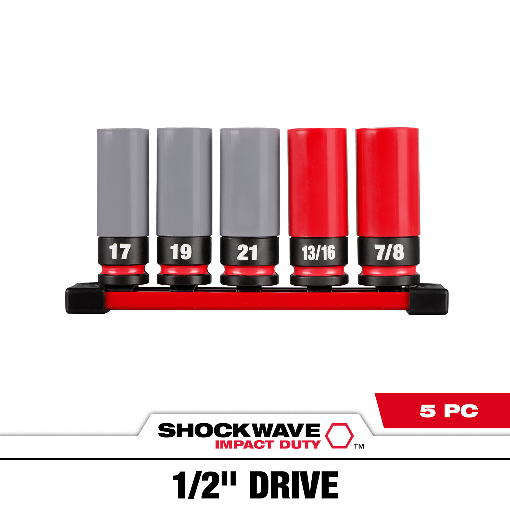 Milwaukee Lug Nut Wheel Socket Set, 5-Pc., 1/2in. Drive, Metric, Model# 49-66-7831